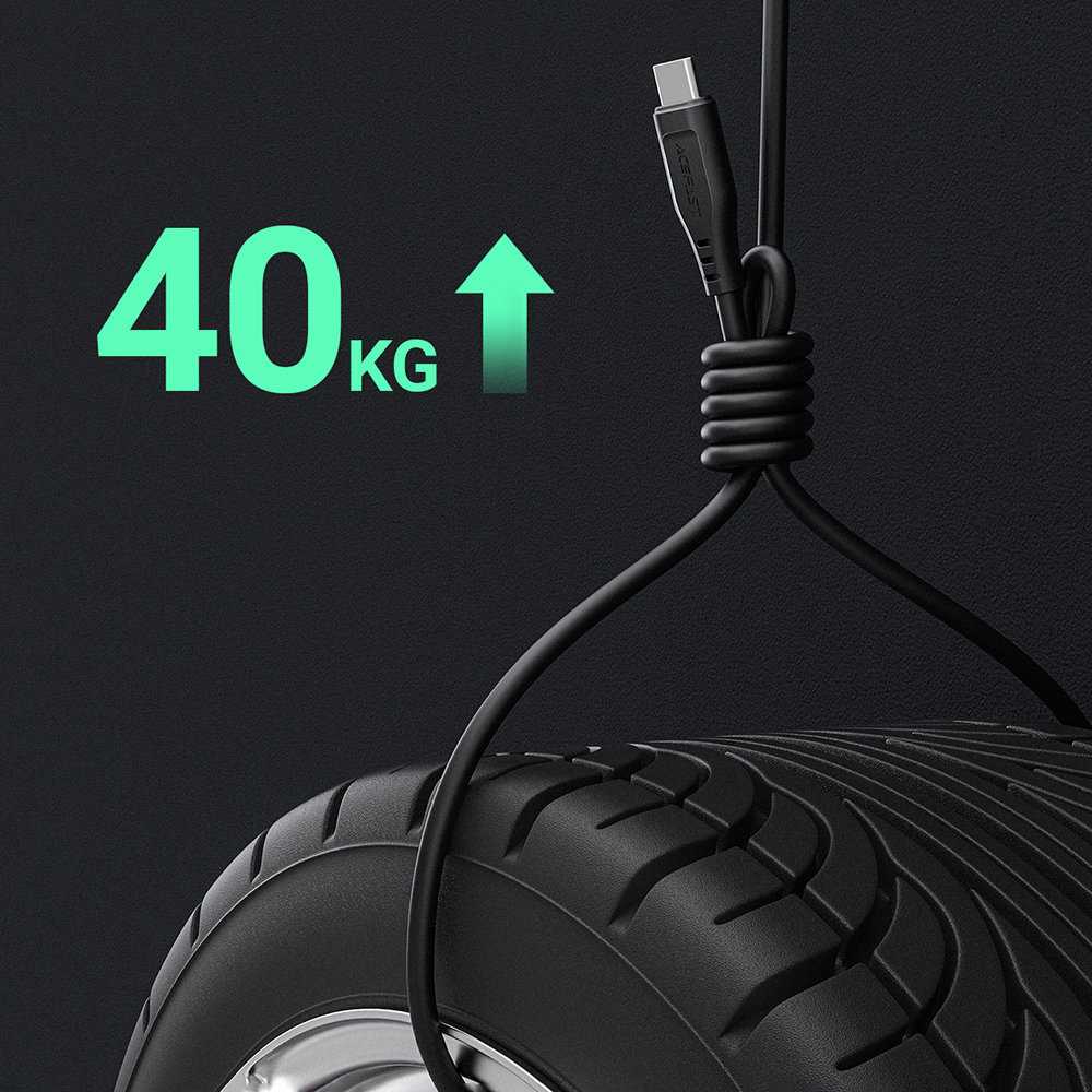 USB-C – USB-C UGREEN Acefast C3-04 1.2 m, 60 W (juoda)