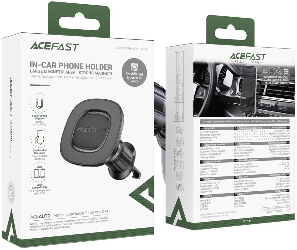 Automobilinis telefono laikiklis Acefast D44 (air vent) juodas