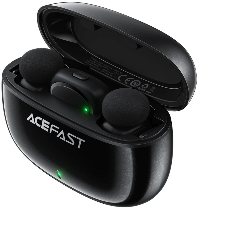Acefast R2 belaidžiai prisegami mikrofonai – juodi