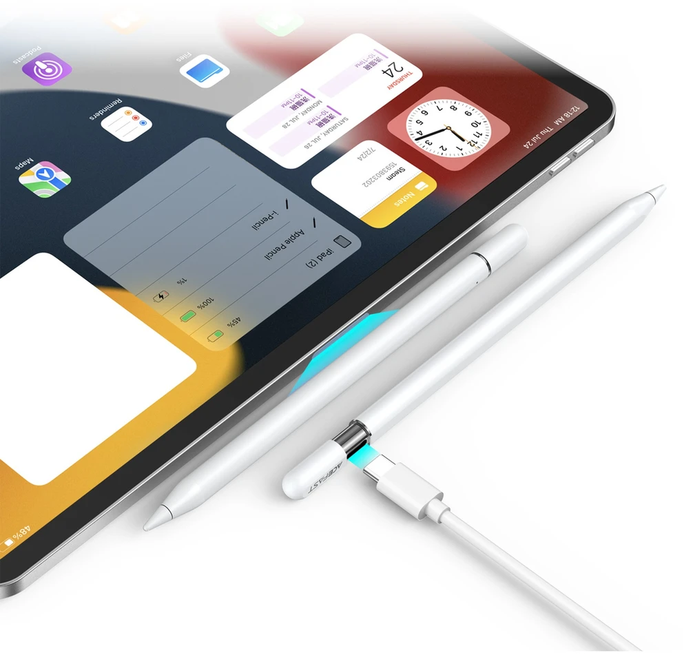 Acefast Rysik stylus pojemnościowy do iPad su ładowaniem bezprzewodowym i 2 końcówkami V3 - balta
