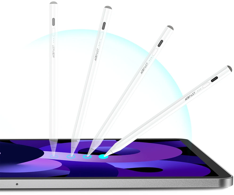 Acefast V2 talpinis rašiklis iPad su 2 keičiamais antgaliais - Baltas