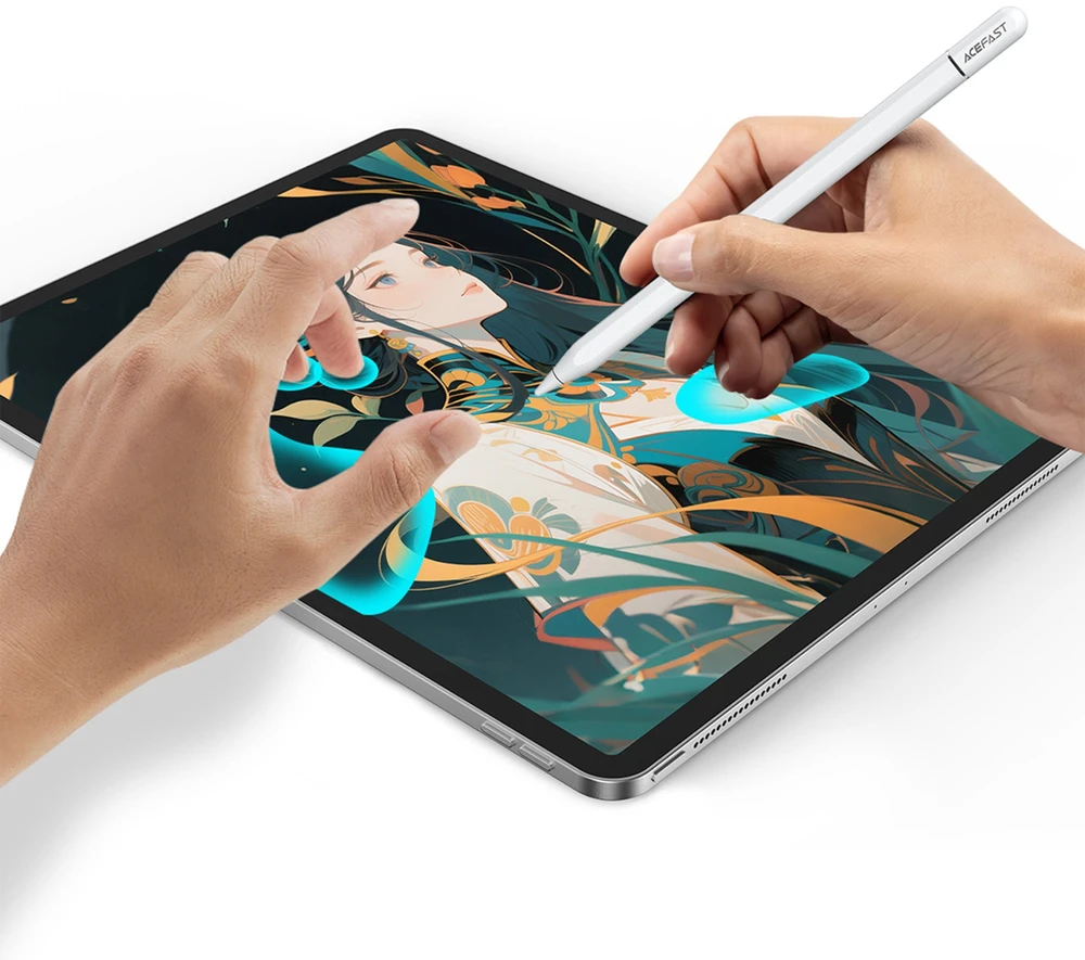 Acefast Rysik stylus pojemnościowy do iPad su ładowaniem bezprzewodowym i 2 końcówkami V3 - balta