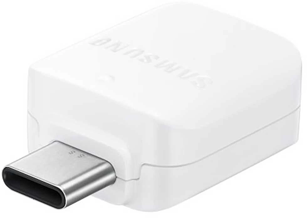 Samsung USB-C adapteris, baltas kampinis vaizdas