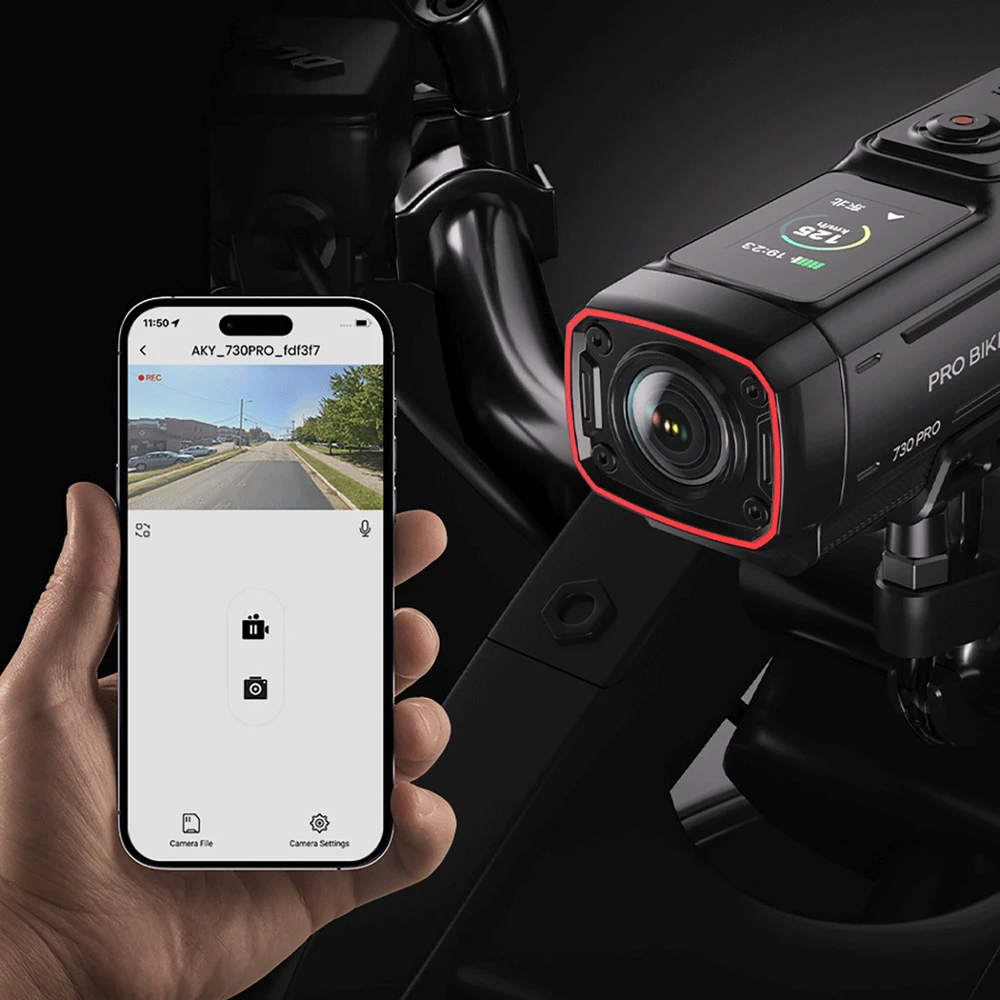 AKEEYO 730Pro 4K vaizdo įrašymo įrenginys motociklams ir motociklams – Juodas