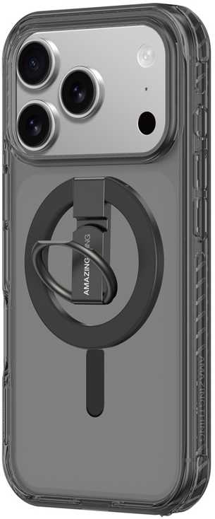 AmazingThing Titan Pro Grip Ring Set dėklas skirtas Apple iPhone 17 Pro suderinamas su MagSafe – juodos spalvos