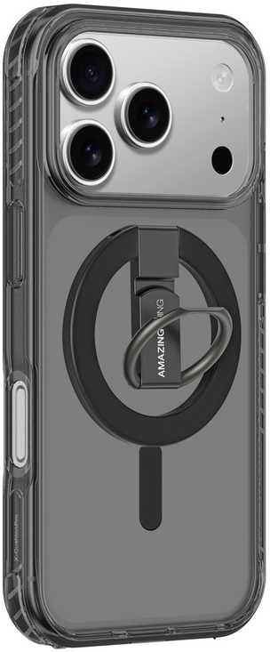 AmazingThing Titan Pro Grip Ring Set dėklas skirtas Apple iPhone 17 Pro suderinamas su MagSafe – juodos spalvos