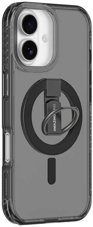 AmazingThing Titan Pro Grip Ring Set dėklas skirtas Apple iPhone 17 suderinamas su MagSafe – juodos spalvos
