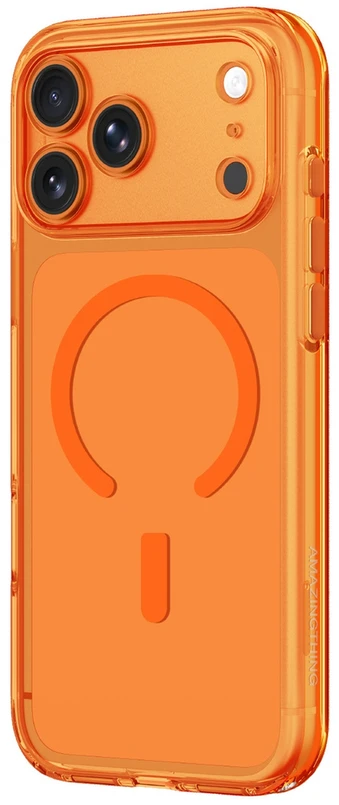 „AmazingThing“ minimalaus dydžio dėklas su magnetiniu objektyvu, skirtas „iPhone 17 Pro“ – oranžinis