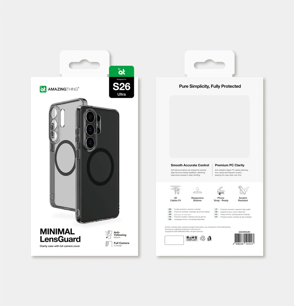 AmazingThing Minimal Mag Lens dėklas skirtas Samsung Galaxy S26 Ultra – juodos spalvos