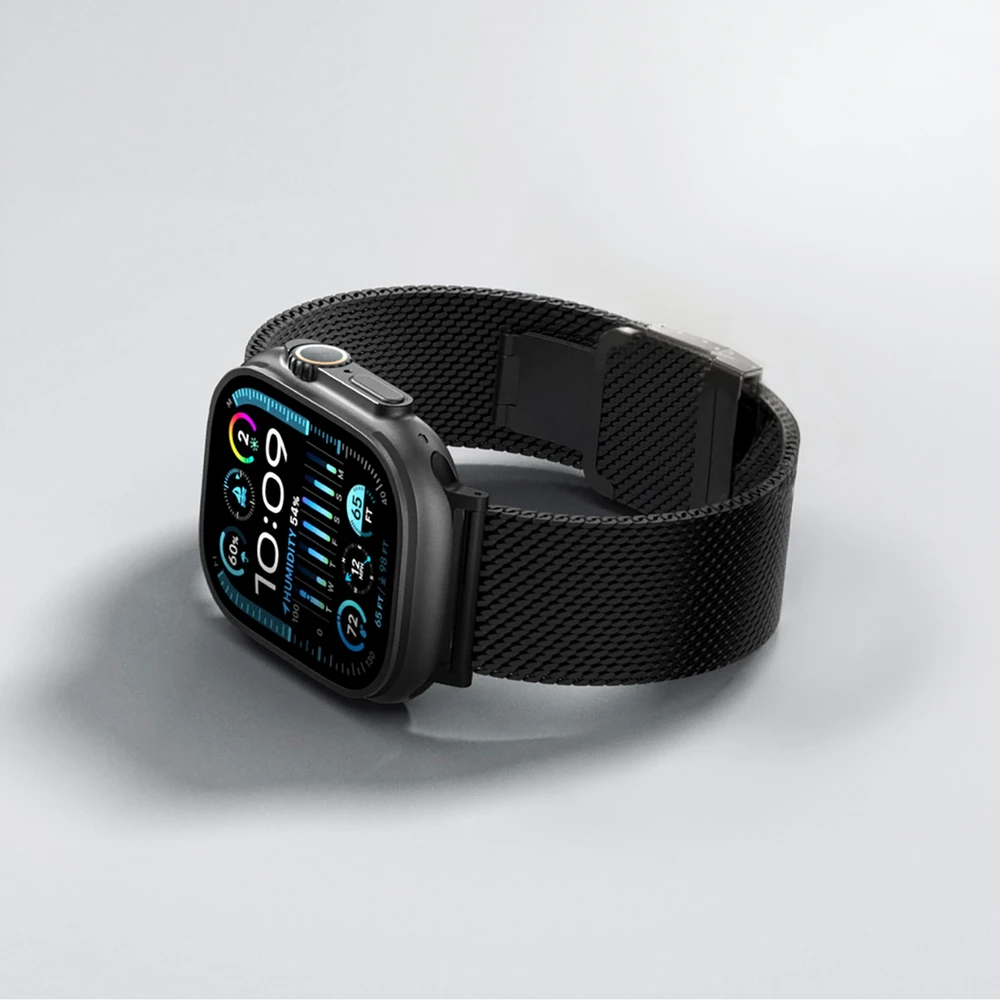 AmazingThing Titan Premium Metal Band for AppleWatch 38/40/41/42/44/45/46/49 mm – juodos spalvos