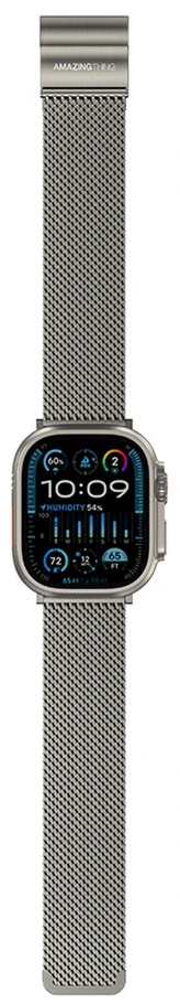 „AmazingThing“ titano aukščiausios kokybės metalinis dirželis, skirtas „Apple Watch“ 38/40/41/42/44/45/46/49 mm – sidabrinis