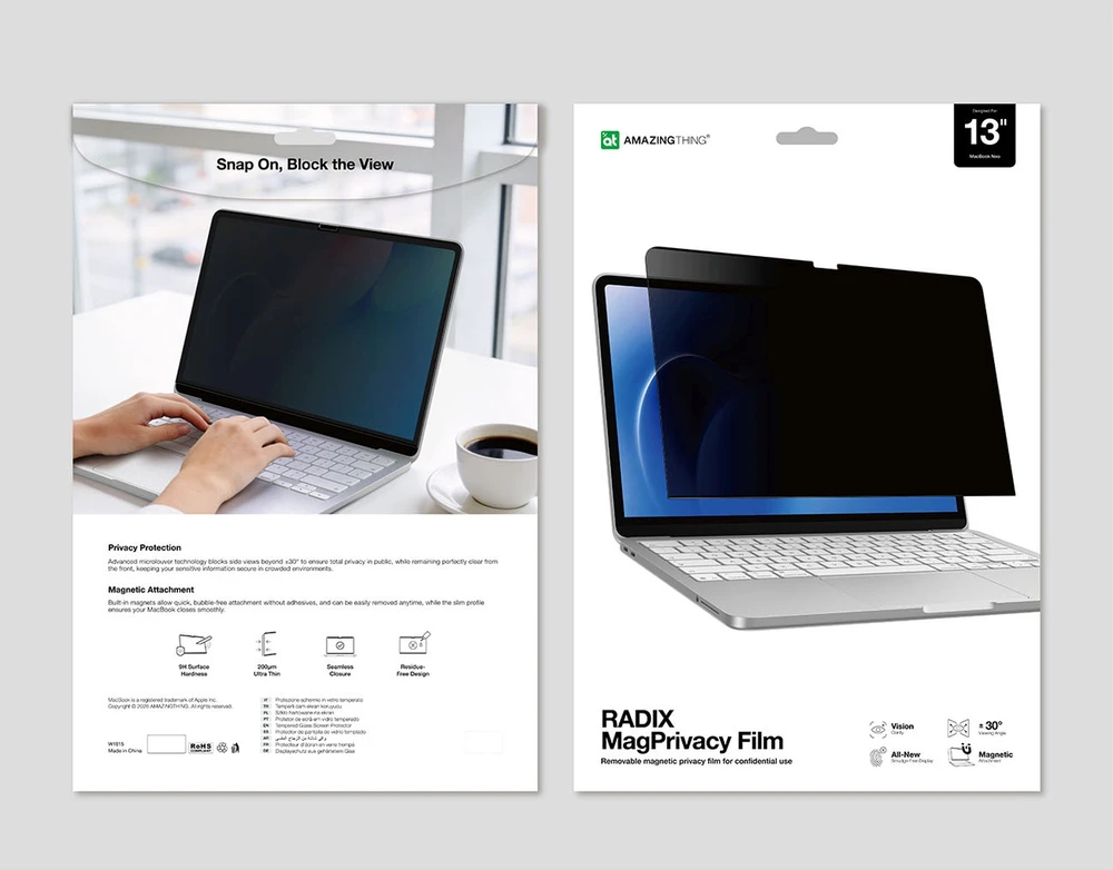 „AmazingThing Radix“ „MagPrivacy“ plėvelė, skirta „MacBook Neo 13“