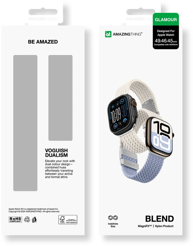 Set of 2 AmazingThing Blend Band skirta Watch 45/46/49mm – Space mėlynos spalvos/Stellar