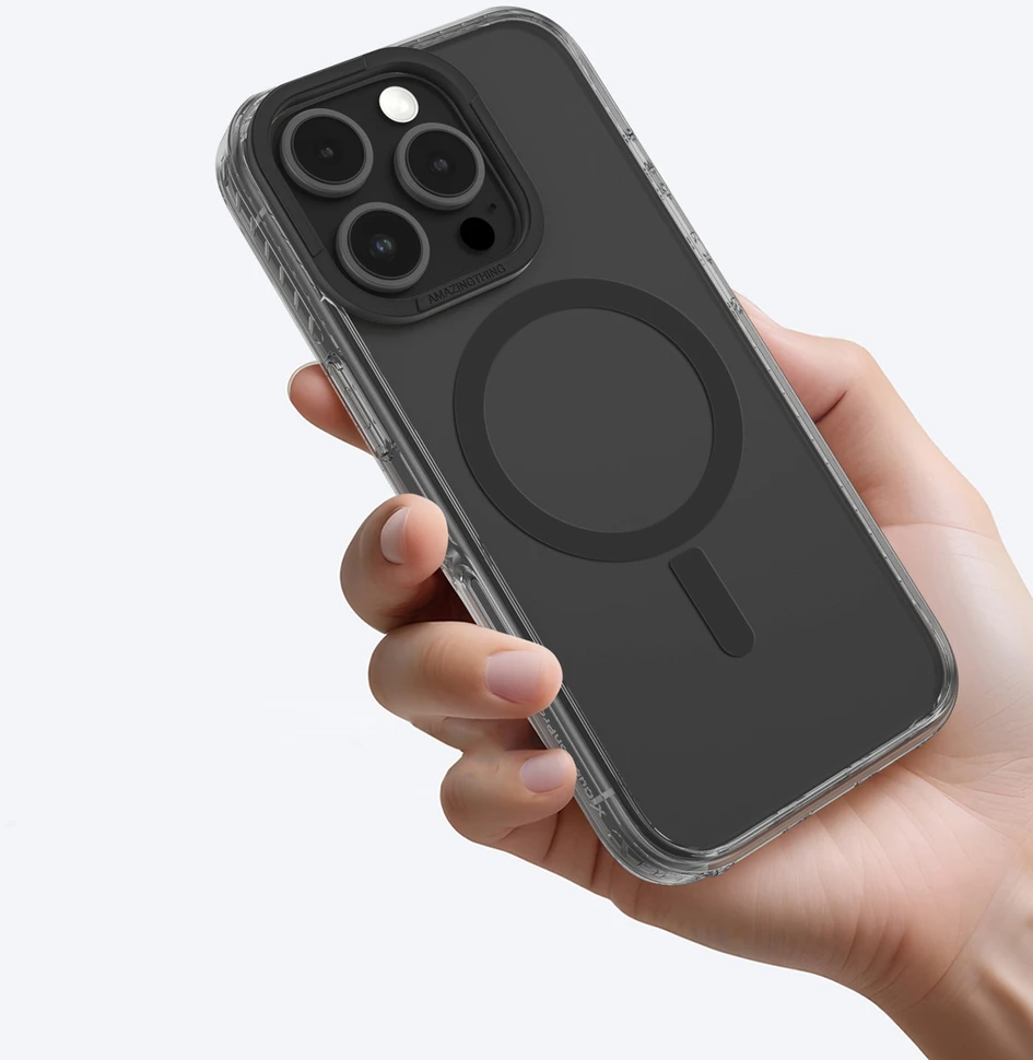 AmazingThing Titan Pro Mag dėklas su Magnetic Ring skirtas iPhone 16 Pro Max – juodos spalvos