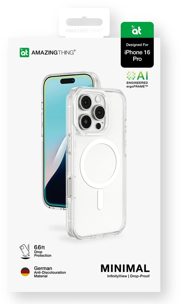 AmazingThing Minimal dėklas skirtas Apple iPhone 16 Pro silikoninis dėklas – skaidrus