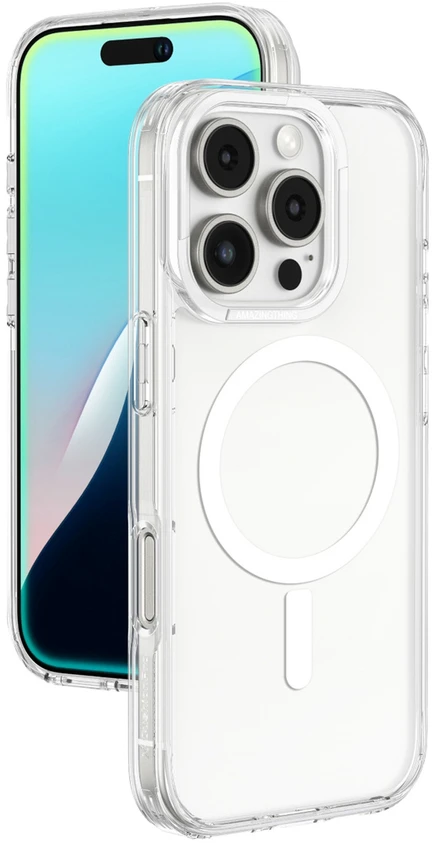AmazingThing Minimal Mag dėklas with Magnetic Ring skirtas Apple iPhone 16 Pro – skaidrus