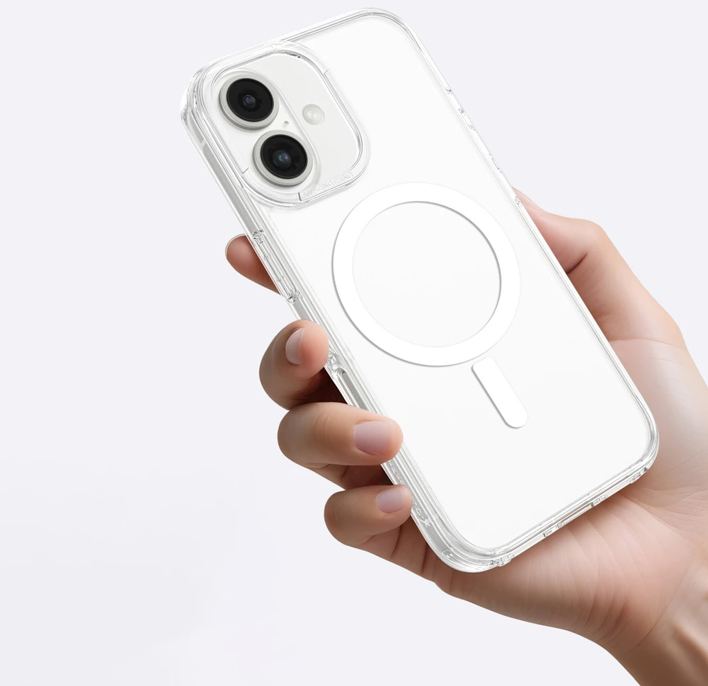 AmazingThing Minimal Mag dėklas su Magnetic Ring skirtas Apple iPhone 16 – skaidrus