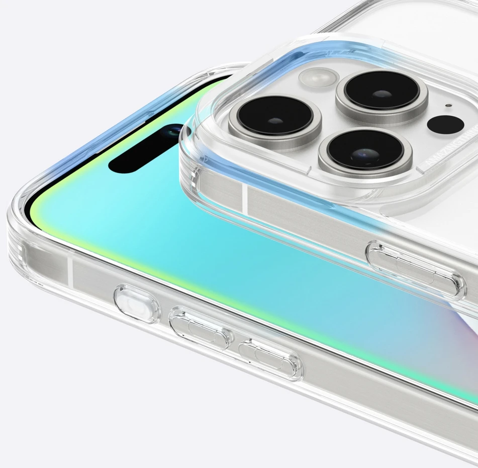 AmazingThing Minimal Mag dėklas with Magnetic Ring skirtas Apple iPhone 16 Pro – skaidrus