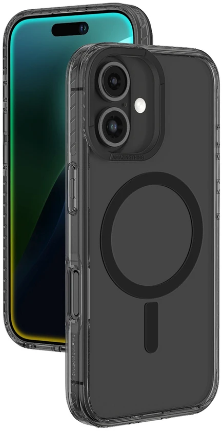 AmazingThing Titan Pro Mag dėklas su Magnetic Ring skirtas Apple iPhone 16 – juodos spalvos