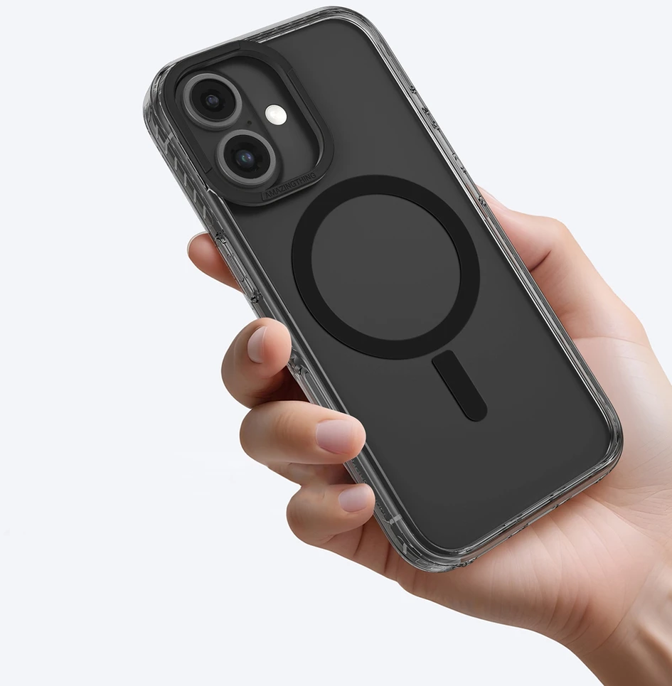 AmazingThing Titan Pro Mag dėklas su Magnetic Ring skirtas Apple iPhone 16 – juodos spalvos