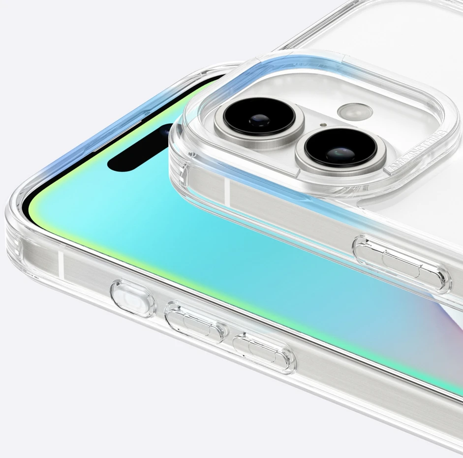 AmazingThing Minimal Mag dėklas su Magnetic Ring skirtas Apple iPhone 16 – skaidrus