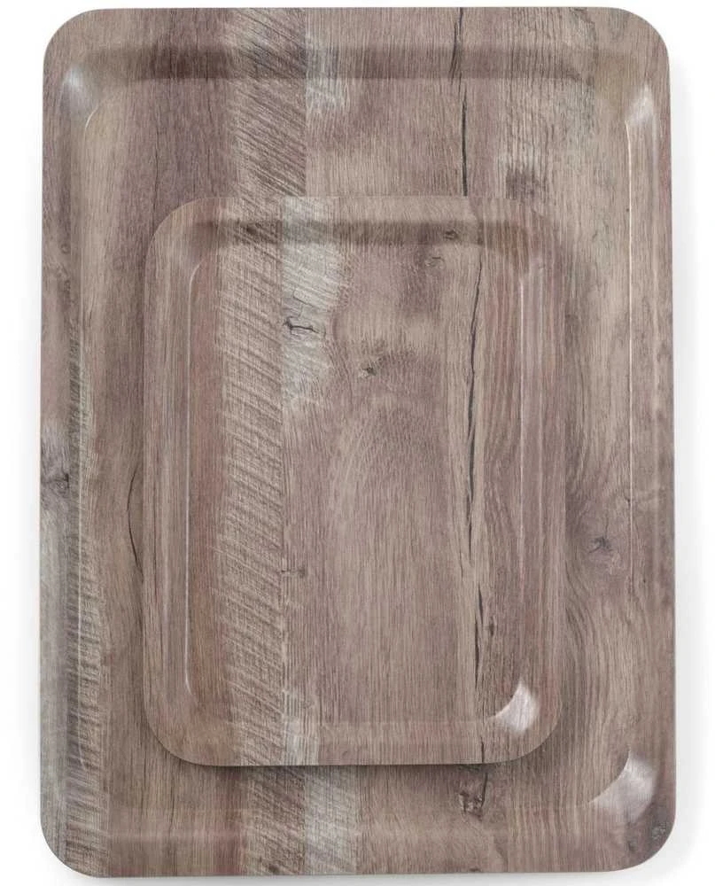 „Amer Box“ stačiakampis neslystantis serviravimo padėklas, 370 x 530 mm - tamsus medis