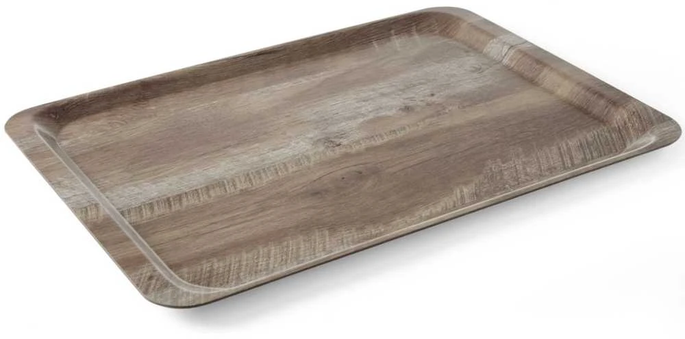 „Amer Box“ stačiakampis neslystantis serviravimo padėklas, 370 x 530 mm - tamsus medis