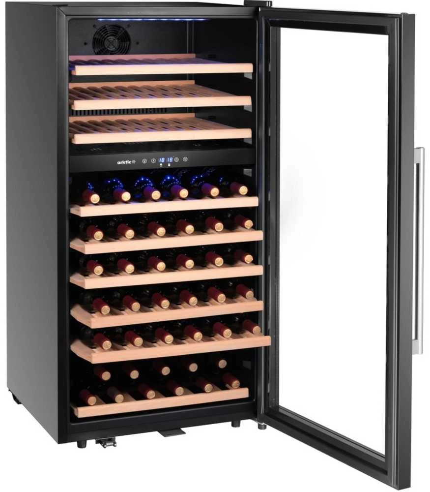 Šaldytuvas Arktic 2 zonų vyno aušintuvas 91 buteliui, 230 l, 569x595x1215 mm