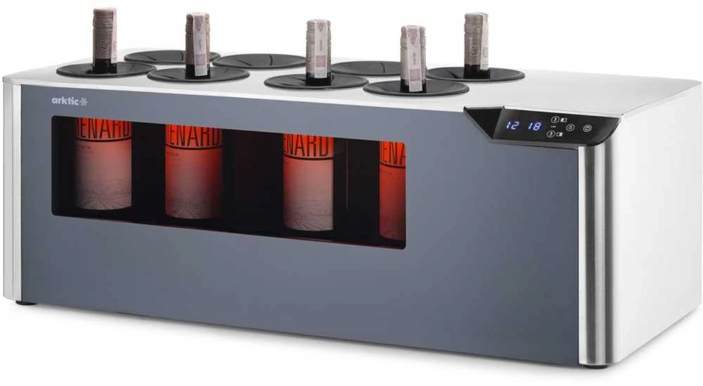 Arktic Dviejų zonų vyno aušintuvas, reguliuojamas 8 buteliams, LED, 60 W
