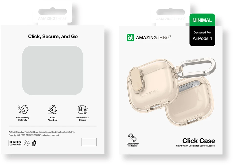 „AmazingThing“ minimalaus dydžio dėklas, skirtas „AirPods 4“ – dykuma