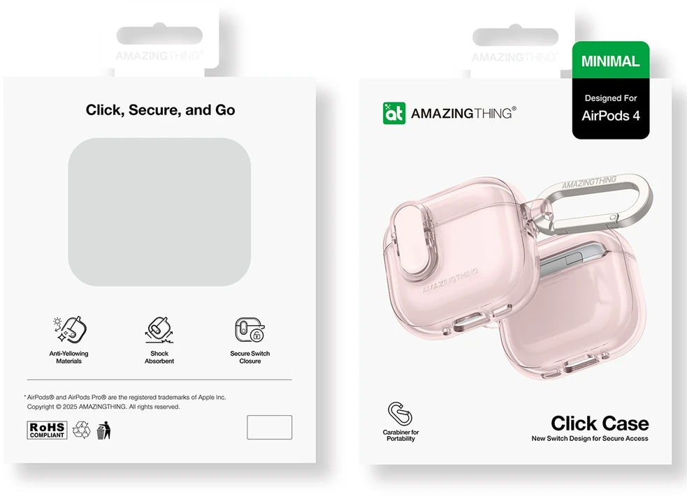 Dėklas AmazingThing Minimal Case for AirPods 4 – Rožinė