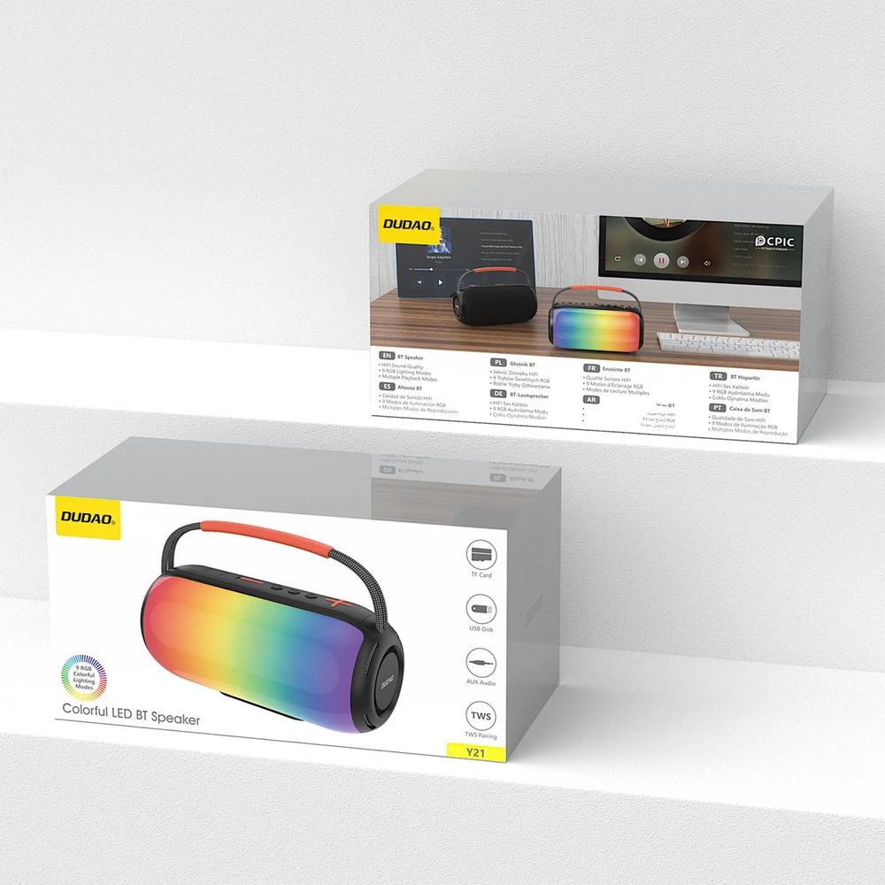 Ausinės Dudao Y21 Belaidės Speaker with RGB Backlight Bluetooth 5.3 - Juodas