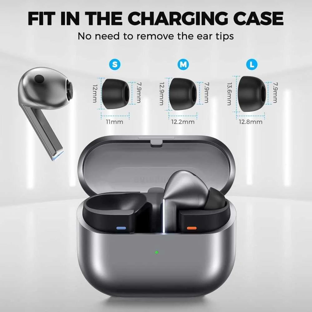 Ausinės „Tech-Protect“ ausų antgaliai, skirti „Samsung Galaxy Buds 3 Pro“, S / M / L dydžių – juodas (3 vnt.)