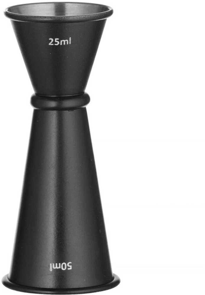 Bar Up Dvipusis barmeno matavimo puodelis su žiedu 25 ml 50 ml - juodas