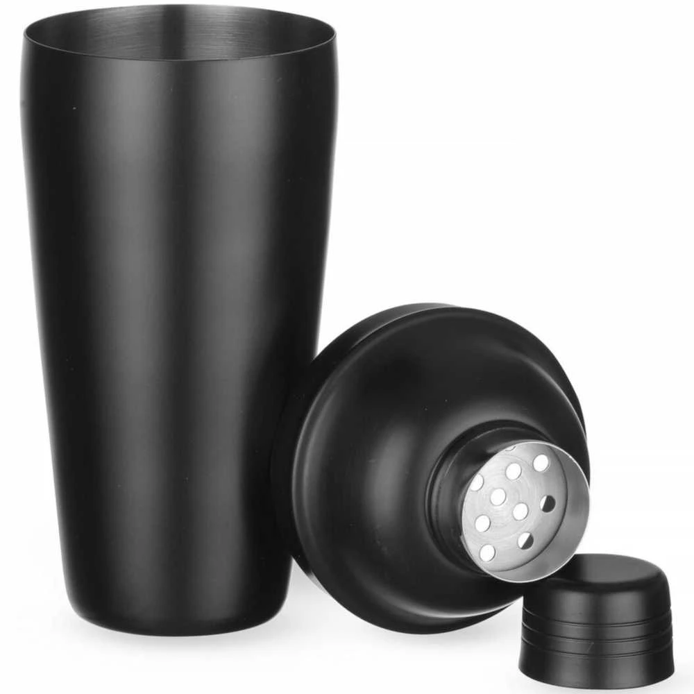 Bar Up 3 dalių barmeno plaktuvas gėrimams ir kokteiliams Cobbler 0,8 l - juodas