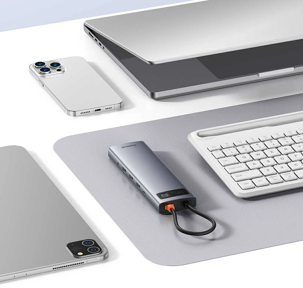 Hub 11in1 Baseus StarJoy Metal Glam Series, USB-C prie HDMI + VGA + 3 x USB 3.0 + USB 2.0 + USB-C PD + RJ45 + SD/TF +3,5 mm