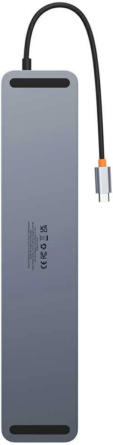 Hub 12w1 Baseus EliteJoy Gen2 serijos USB-C do 2xHDMI+ 3xUSB 3.0+ PD+ DP+ SD/TF+ RJ45+Type-C+ 3.5 mm (tamsiai pilka)