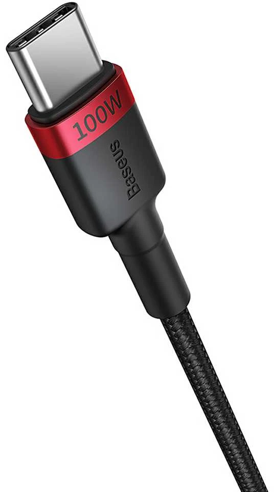 Kabelis Baseus Cafule USB-C į USB-C 100W, 1m, 2 vnt (raudona juoda, pilka juoda)