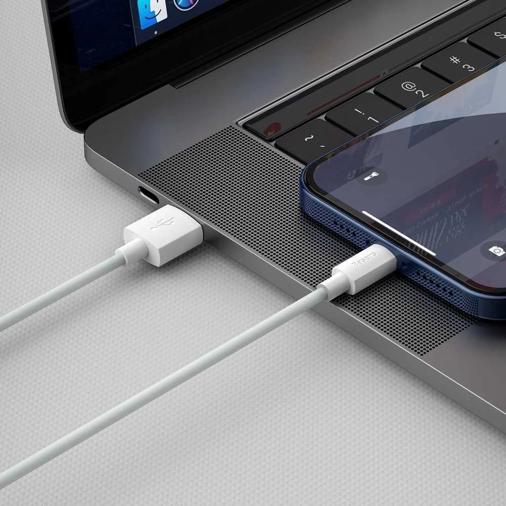 Baseus laidų rinkinys (USB - „Lightning“ 2 vnt.). greitas įkrovimas 1,5 m (Baltas)