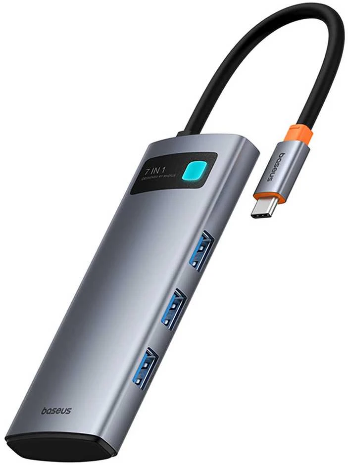 Baseus Metal Gleam Series 7-in-1 USB-C HUB Docking Station Kosminė pilka