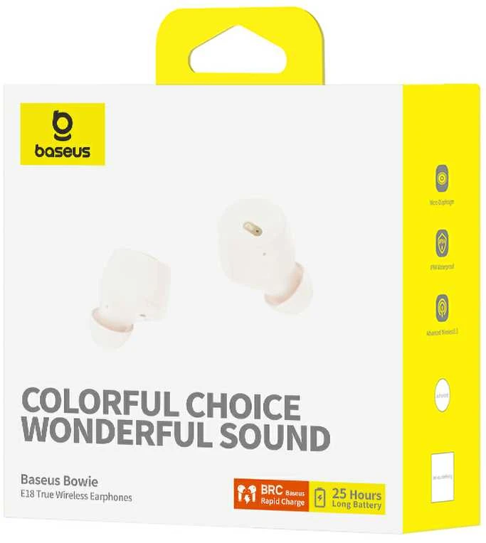 BASEUS belaidės bluetooth ausinės TWS ENC IPX4 Bowie E18 baltas