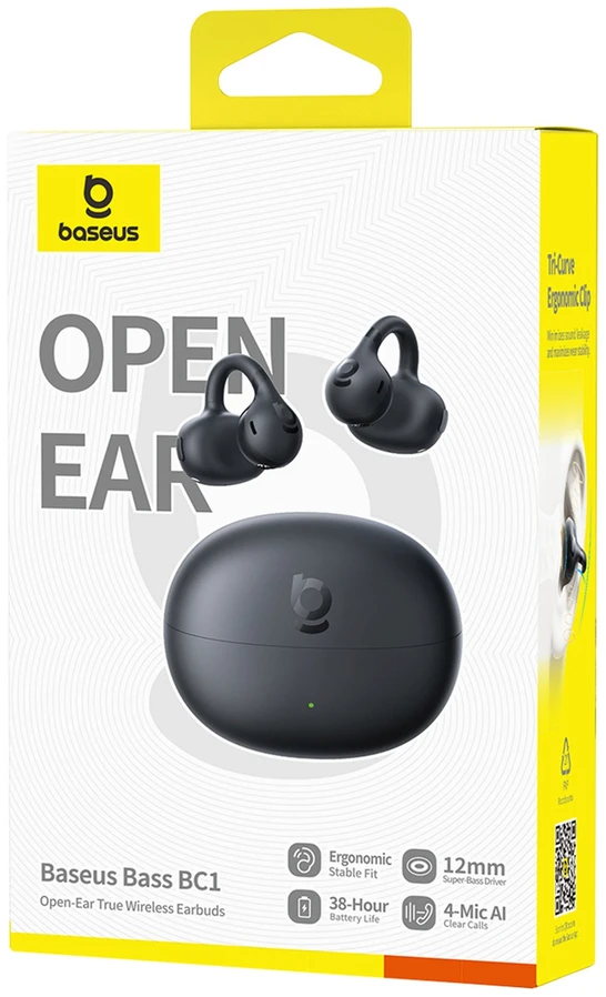 Baseus Belaidės Bluetooth 6.0 ausinės Bass BC1 su įkrovimo dėklu, juodos