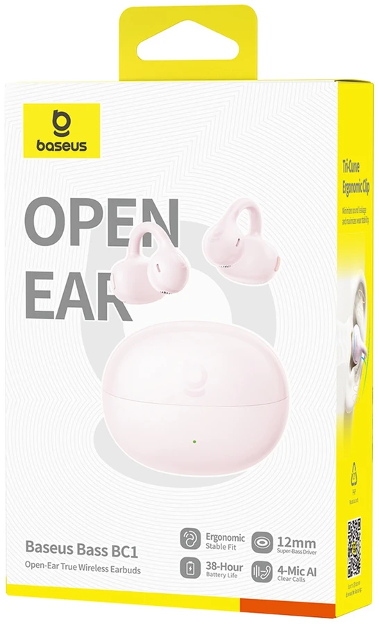 Baseus Ausinės belaidės otwarta konstrukcja su klipsem OWS Bass BC1 - rožinė