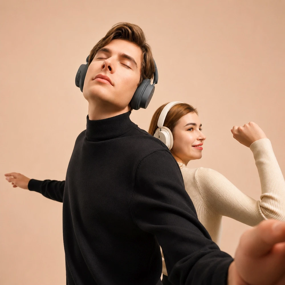 Ausinės belaidės Baseus Bowie D05 su lankeliu ant galvos Bluetooth 5.3 - juoda