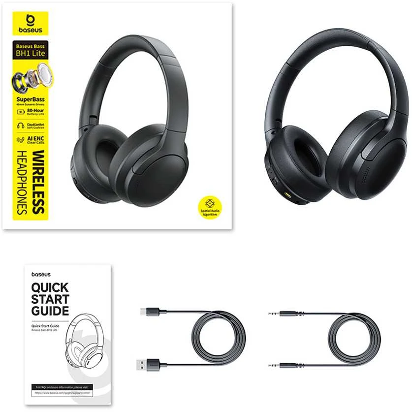 Ausinės BASEUS BASS BH1 LITE Juodas