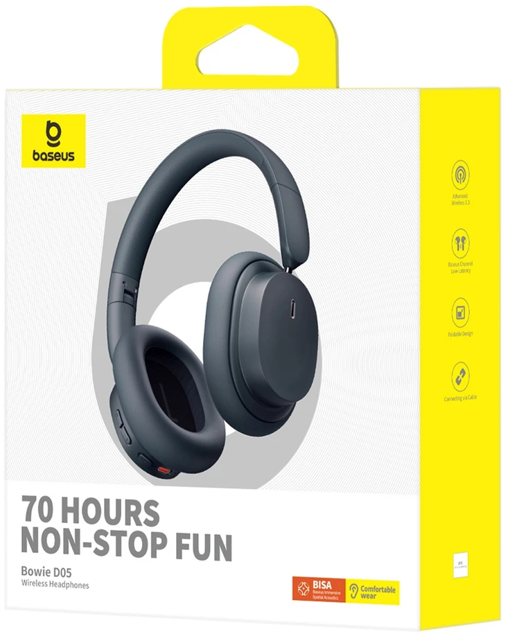 Ausinės belaidės Baseus Bowie D05 su lankeliu ant galvos Bluetooth 5.3 - juoda