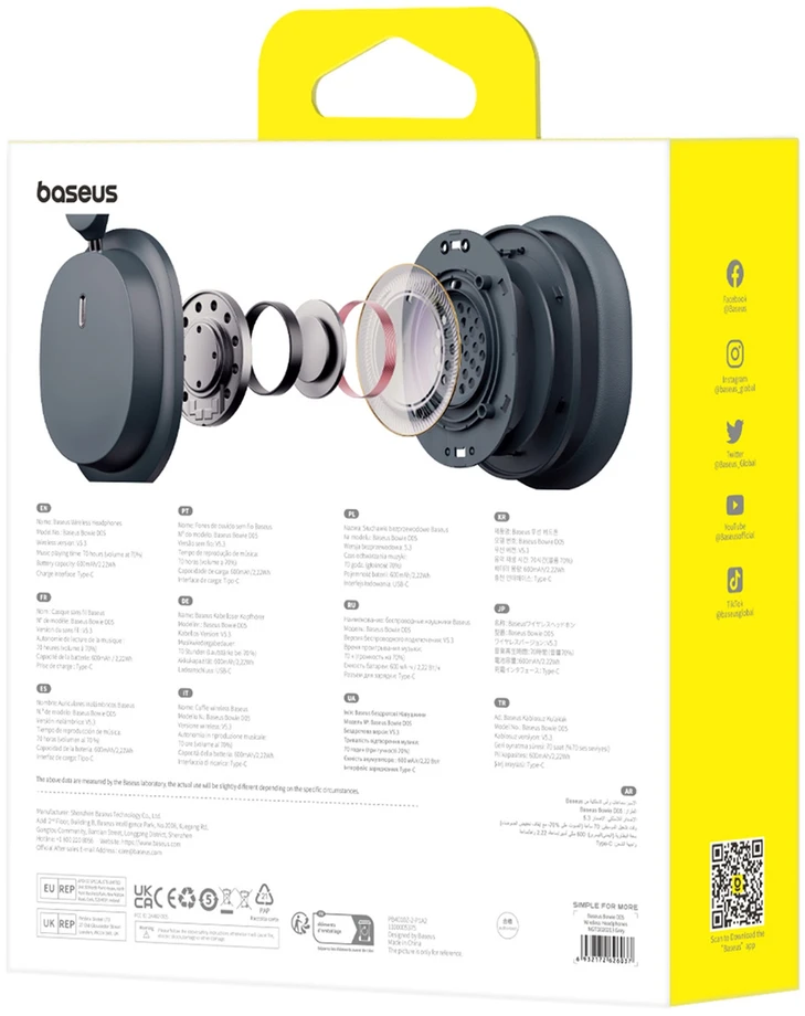 Ausinės belaidės Baseus Bowie D05 su lankeliu ant galvos Bluetooth 5.3 - juoda