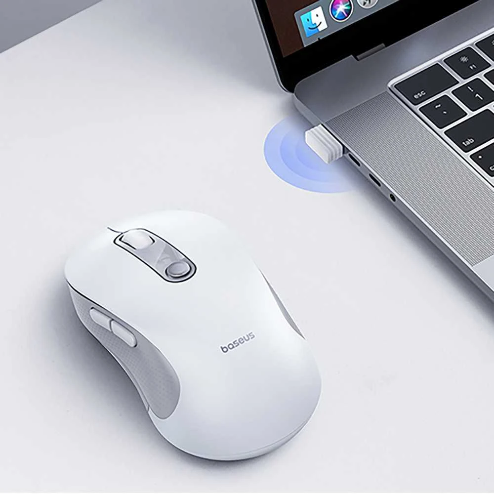 Baseus F02 Ergonominė Bevielė Pelė USB 2.4GHz - Balta