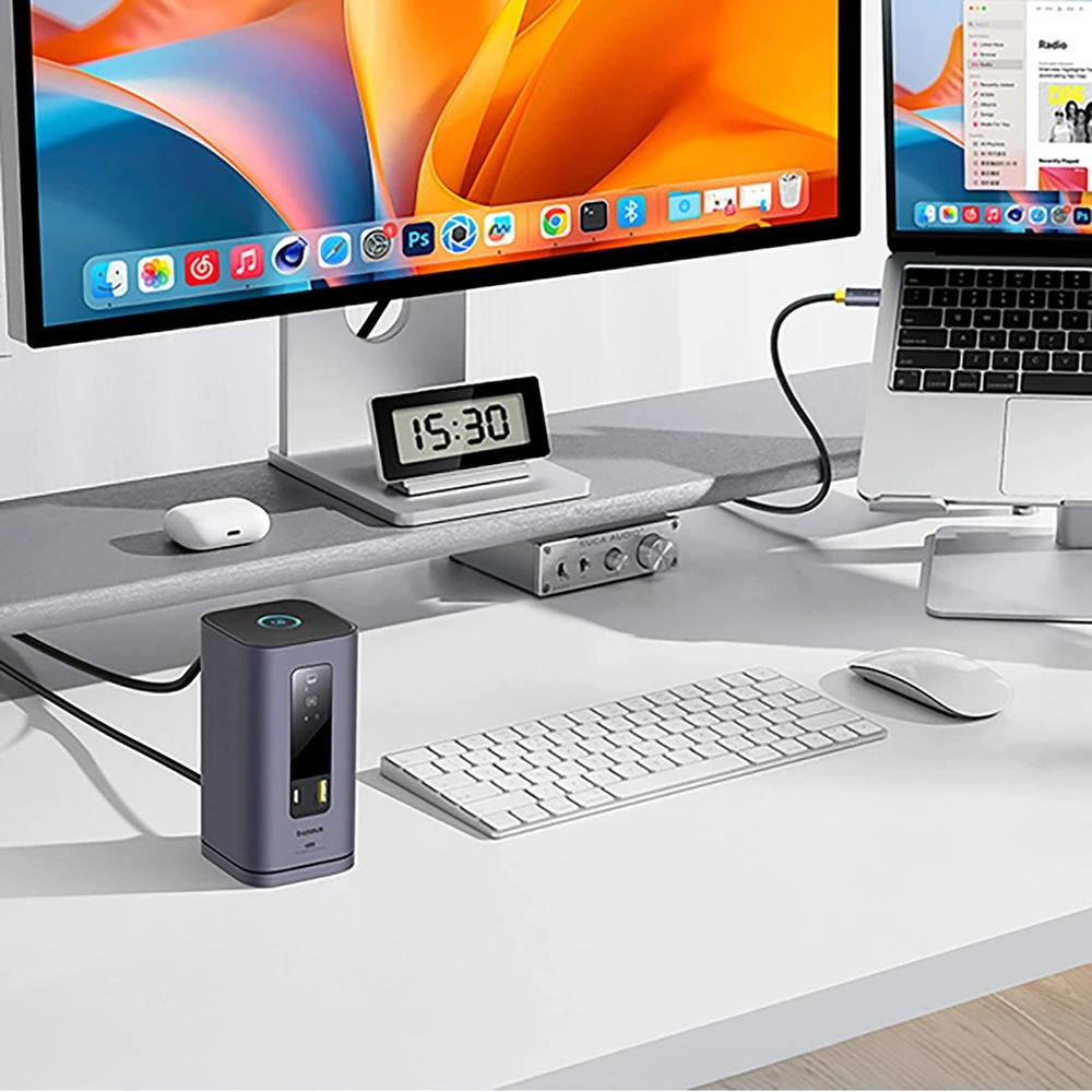 „Baseus Spacemate USB-C 11w1“ | 3x HDMI@60Hz | 2x USB-A 10Gb/s | 1x USB-C 10Gb/s | RJ45 | 2x USB-A | 1x USB-C (PD) | 1x minijungtis 3,5 mm, pilka