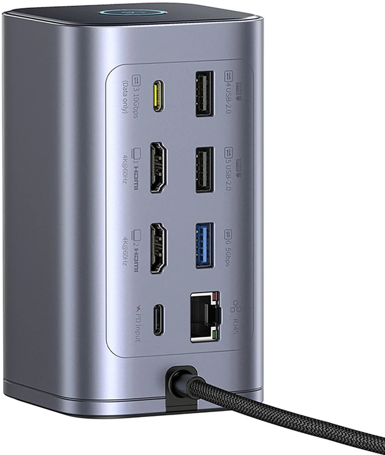 Jungčių stotelė / adapteris 1in12 USB C kištukas - 2xHDMI RJ45 SD/TF USB3 NU1 Air Spacemate BASEUS